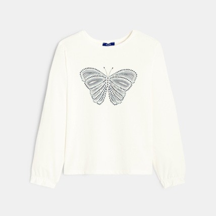 Avis T-shirt à motif pailleté bleu fille OKAIDI 1