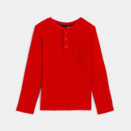Avis T-shirt à col boutonné rouge garçon OKAIDI 1