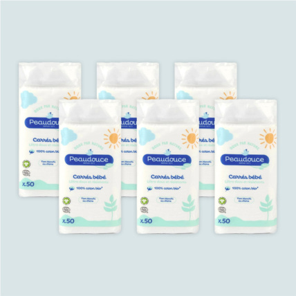 Avis Lot de 6 carrés de coton bébé PEAUDOUCE 1