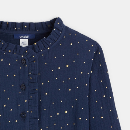 Avis Robe en gaze de coton à pois dorés bleue fille OKAIDI 3