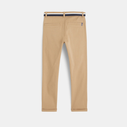 Avis Pantalon chino ceinturé en toile beige garçon OKAIDI 4