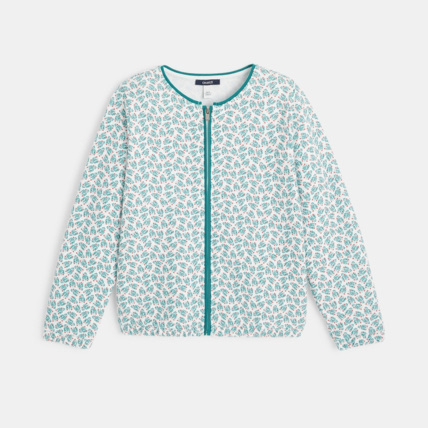 Avis Veste maille quiltée imprimé feuillage vert fille OKAIDI 2