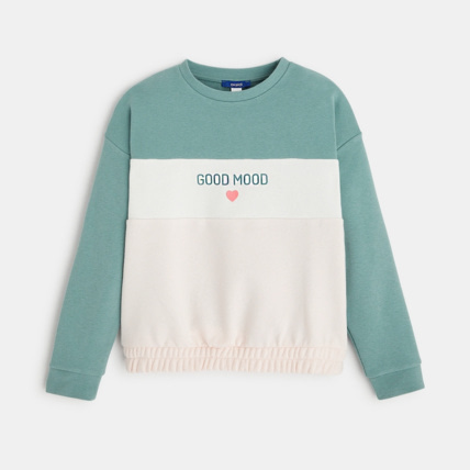 Avis Sweat-shirt à message vert fille OKAIDI 1