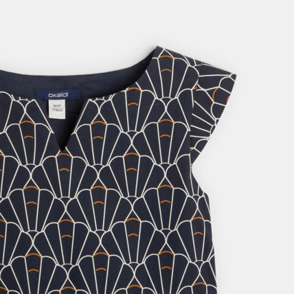 Avis Robe imprimée graphique à plis bleue fille OKAIDI 5