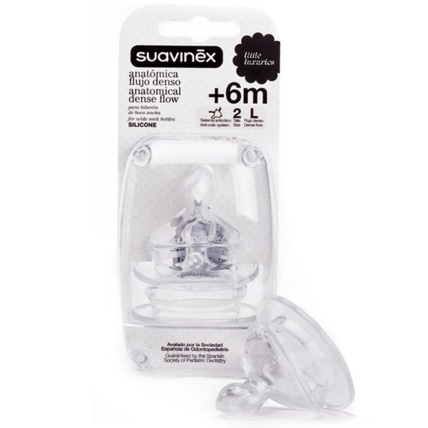 Avis Tétine physiologique en silicone à col large - Débit rapide, 6 mois + Suavinex 1
