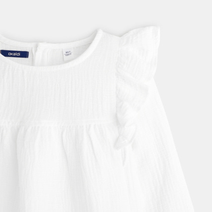 Avis Blouse volantée en gaze de coton blanche fille OKAIDI 3