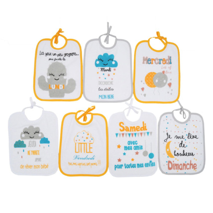 Avis Lot de 7 bavoirs naissance semainiers Babycalin 1
