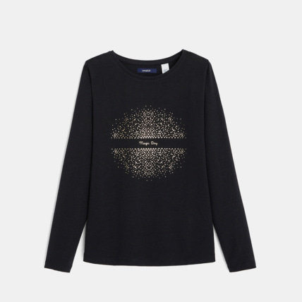 Avis T-shirt coton bio stretch à étoile dorée noir fille OKAIDI 2