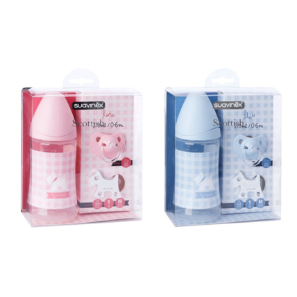 Avis Set Biberon col large physio 270 ml + Sucette + Attache-sucette (0-6 mois) - Scottish Suavinex 1
