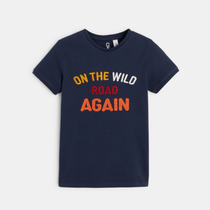 Avis T-shirt "On the wild road again" bleu garçon OKAIDI 1