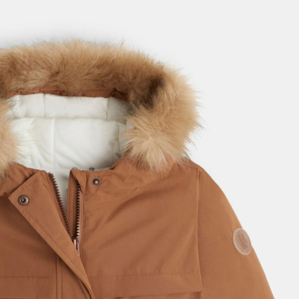 Avis Parka chaude et déperlante à capuche marron fille OKAIDI 4