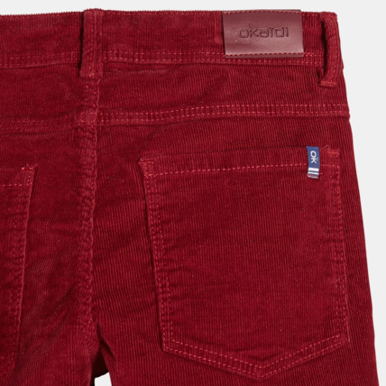 Avis Pantalon slim en velours stretch rouge garçon OKAIDI 4
