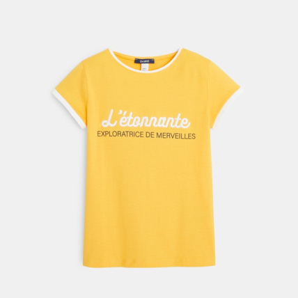Avis T-shirt à message Aventure jaune fille OKAIDI 1