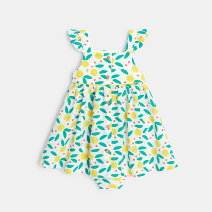 Avis Robe à bretelles gaufrée imprimé citrons et bloomer OBAÏBI 1