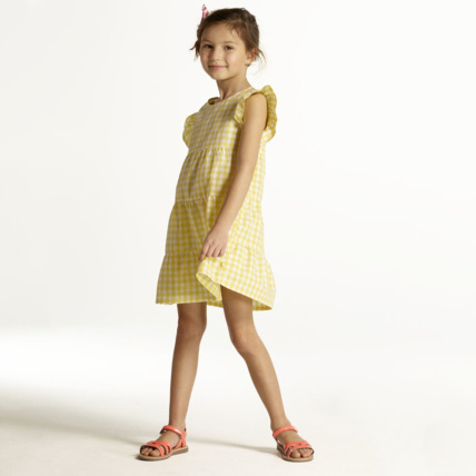 Avis Robe en vichy mutlivolants jaune fille OKAIDI 1