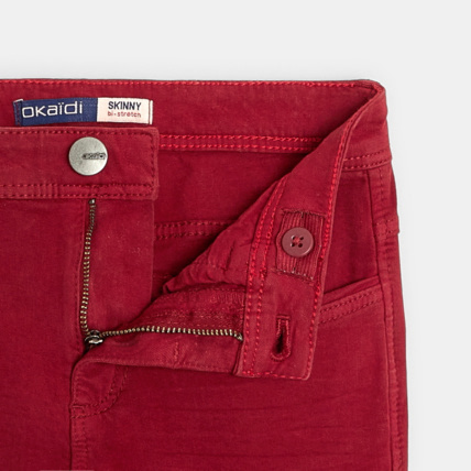 Avis Pantalon skinny en toile bi-stretch rouge garçon OKAIDI 3