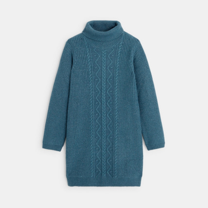 Avis Robe-pull torsadée col roulé bleue fille OKAIDI 1