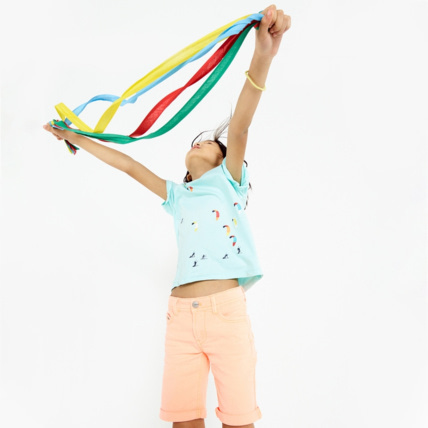 Avis Bermuda slim en toile hyperstretch fluo orange garçon OKAIDI 2