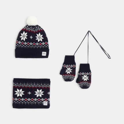 Avis Ensemble bonnet + snood + moufles bleue garçon OKAIDI 1