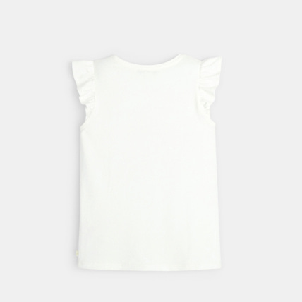 Avis T-shirt à mancherons volants et lune pailletée blanc fille OKAIDI 3