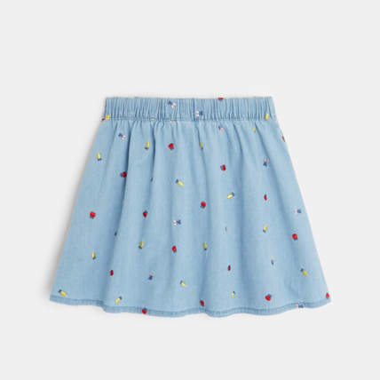 Avis Jupe évasée rayée et gaufrée bleue fille OKAIDI 3
