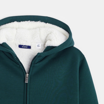 Avis Sweat zippé fourré à capuche turquoise garçon OKAIDI 4