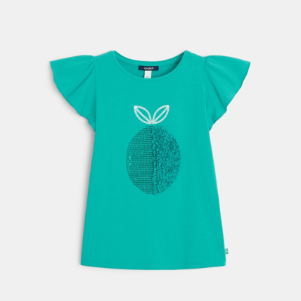 Avis T-shirt motif tulle et sequins fruit vert fille OKAIDI 1