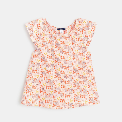 Avis Blouse fleurie à manches courtes orange fille OKAIDI 1