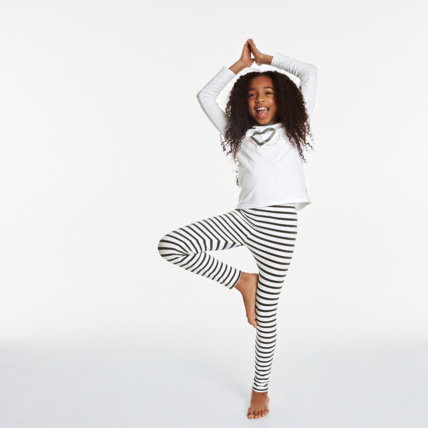 Avis Pyjama jersey flammé coeur à paillettes blanc fille OKAIDI 1