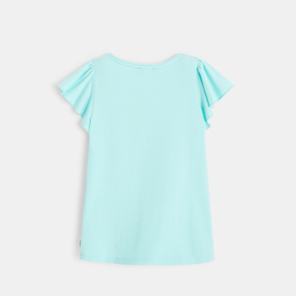 Avis T-shirt à sequins motif pomme turquoise fille OKAIDI 4