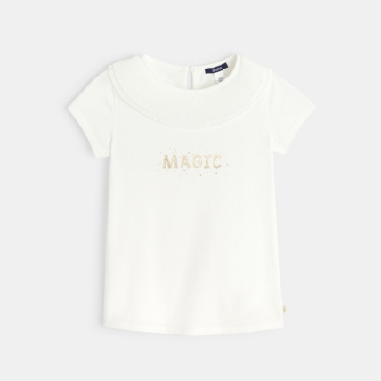 Avis T-shirt manches courtes à message "Magic" blanc fille OKAIDI 1