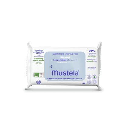 Avis Lingettes nettoyantes à l'eau compostables Mustela 1