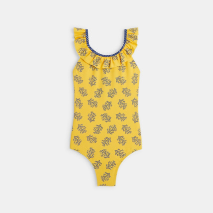 Avis Maillot de bain 1 pièce imprimé corail jaune fille OKAIDI 1