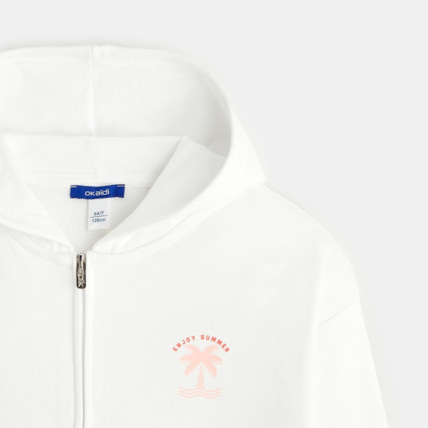 Avis Sweat-shirt uni à capuche blanc fille OKAIDI 3