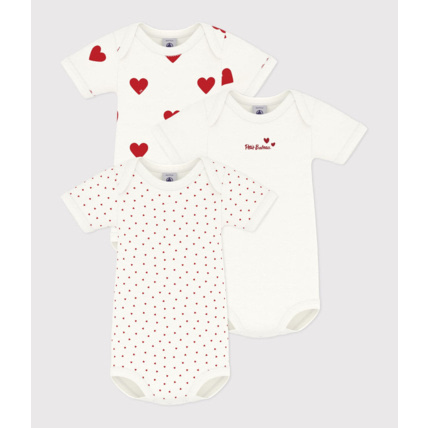 Avis Lot de 3 bodies cœur manches courtes bébé en coton Petit Bateau 1