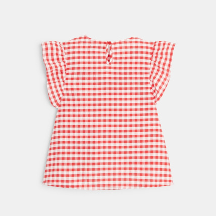 Avis Blouse à carreaux et manches volantées rouge fille OKAIDI 3