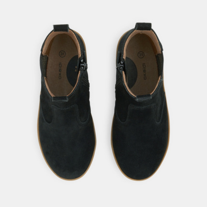 Avis Boots chelsea croûte de cuir paillettes noires fille OKAIDI 2