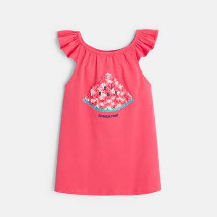 Avis Débardeur avec motif fruité en relief rose fille OKAIDI 2