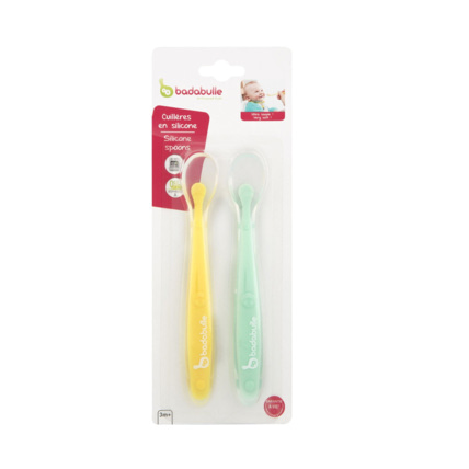 Avis Lot de 2 cuillères bébé en silicone BADABULLE 1