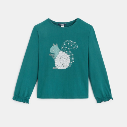 Avis T-shirt manches longues à motif fantaisie vert fille OKAIDI 2