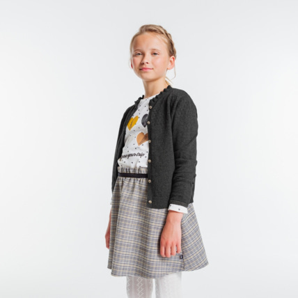 Avis Gilet fin en maille fantaisie gris fille OKAIDI 1