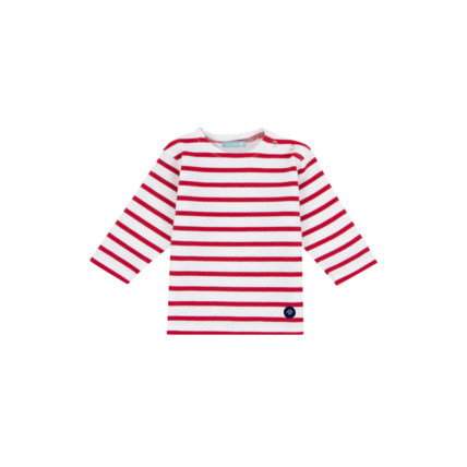 Avis Marinière "Loctudy" Baby - coton épais - Blanc/Braise ARMOR-LUX 1