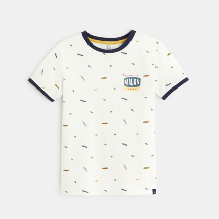 Avis T-shirt en jersey piqué imprimé blanc garçon OKAIDI 1