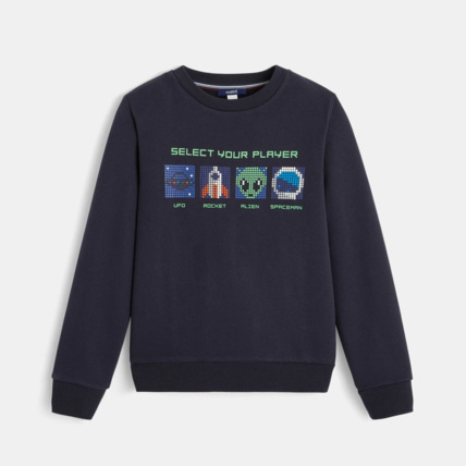 Avis Sweat motif vidéo game phosphorescent gris garçon OKAIDI 1