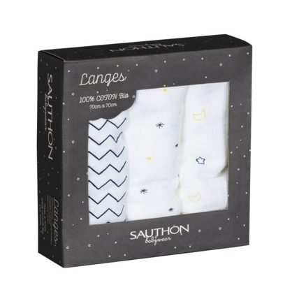 Avis Lot de 3 langes Hello Sauthon 1