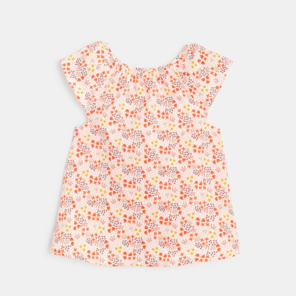 Avis Blouse fleurie à manches courtes orange fille OKAIDI 2