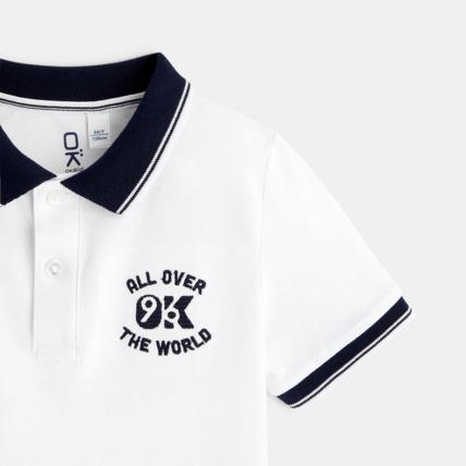 Avis Polo maille piquée manches courtes blanc garçon OKAIDI 3
