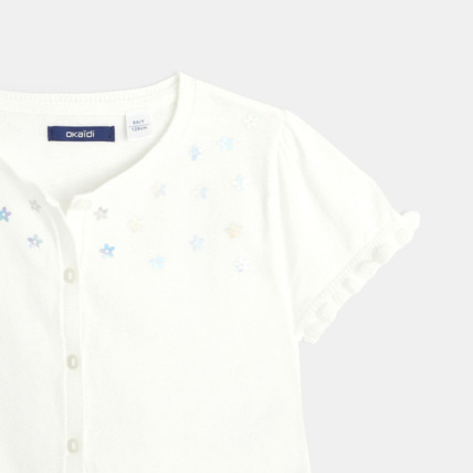 Avis Boléro en maille fine et sequins fleuris blanc fille OKAIDI 2