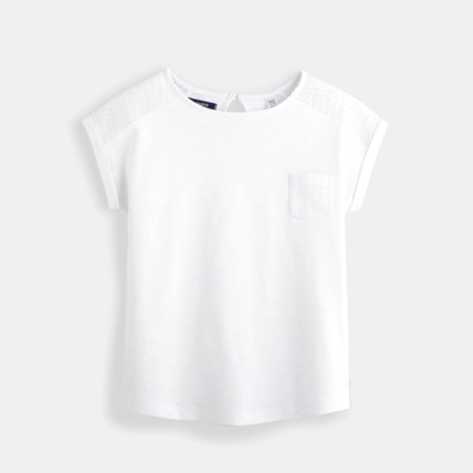 Avis T-shirt détail ajouré blanc fille OKAIDI 1