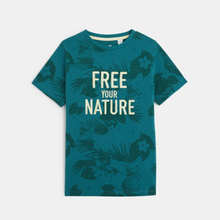 Avis T-shirt à message "Free your nature" bleu garçon OKAIDI 1
